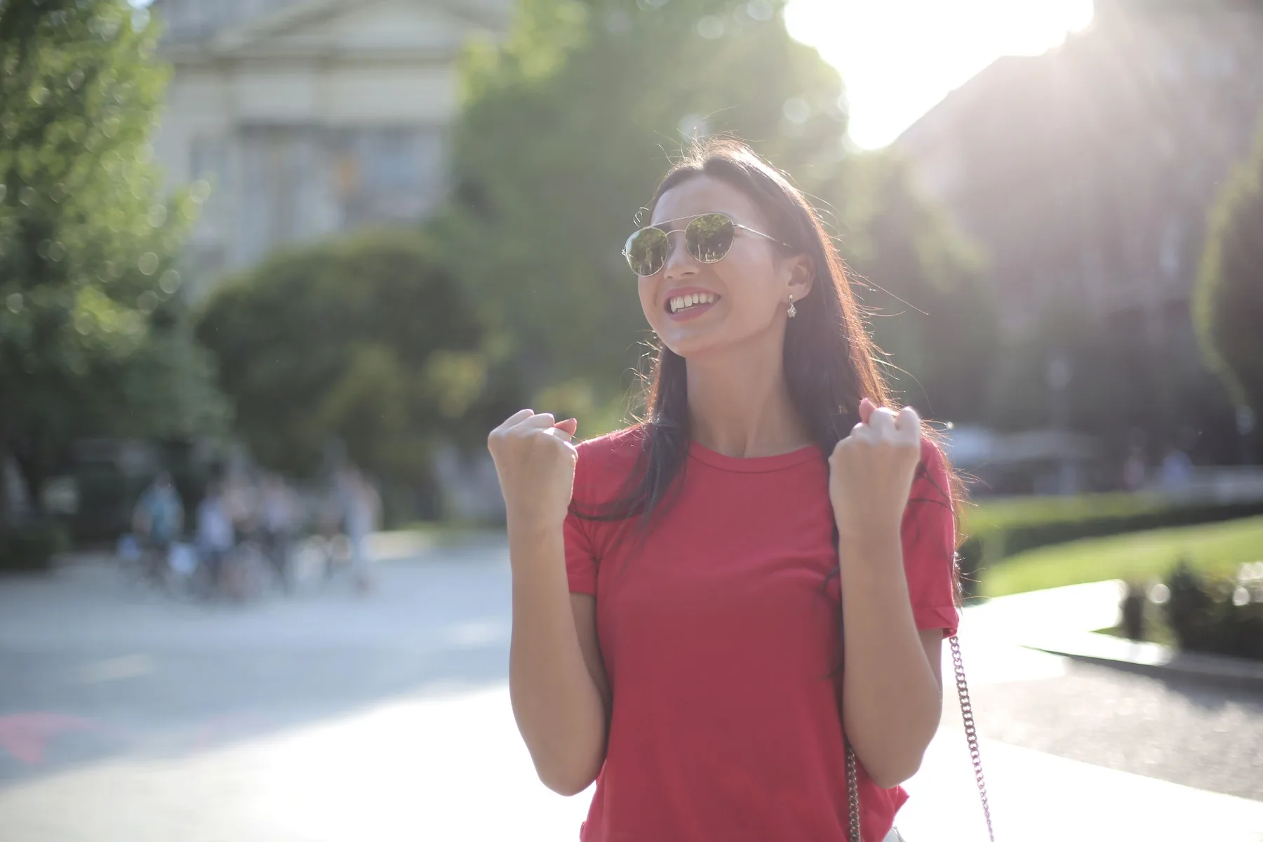 Confident professional smiling outdoors