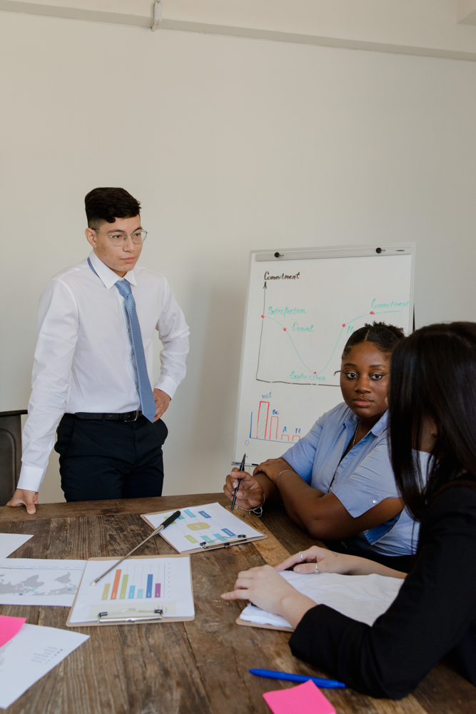 Digital recruitment team collaborating in a meeting